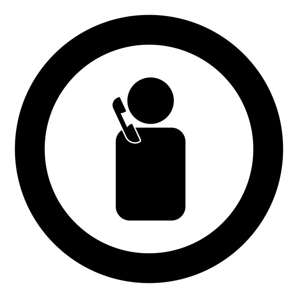 圆形黑色电话图标图片下载
