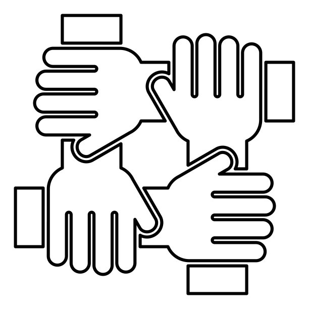 四手握在一起的团队工作概念图标黑色插图平面风格简单的形象图片下载