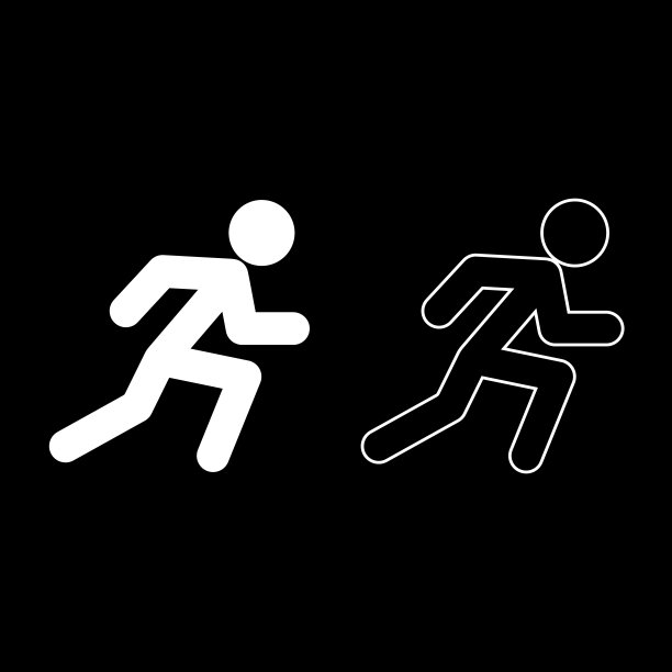 奔跑的人图标，白色，扁平风格，简约图像图片下载