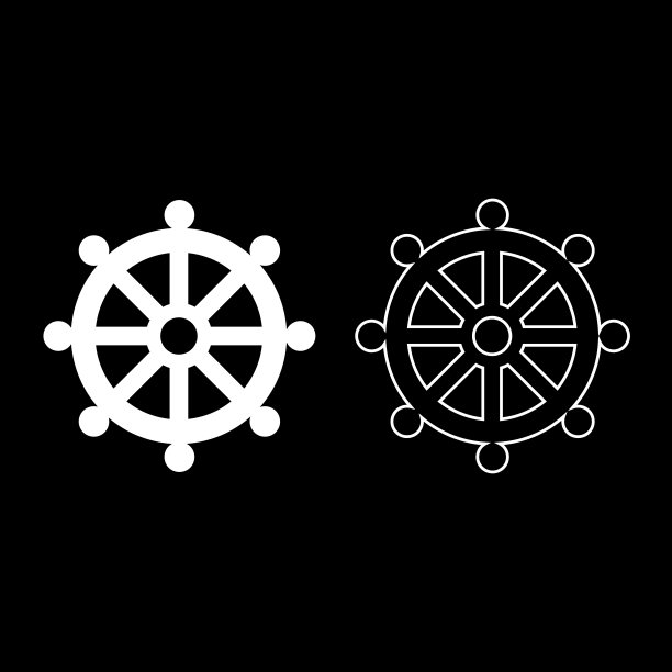 佛教法轮宗教标志图标集白色简约风格插图图片下载