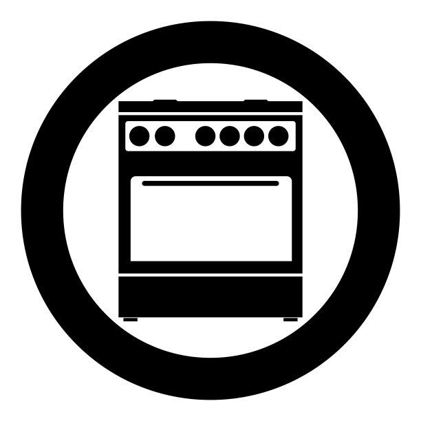 厨房炉灶圆形黑色图标图片下载