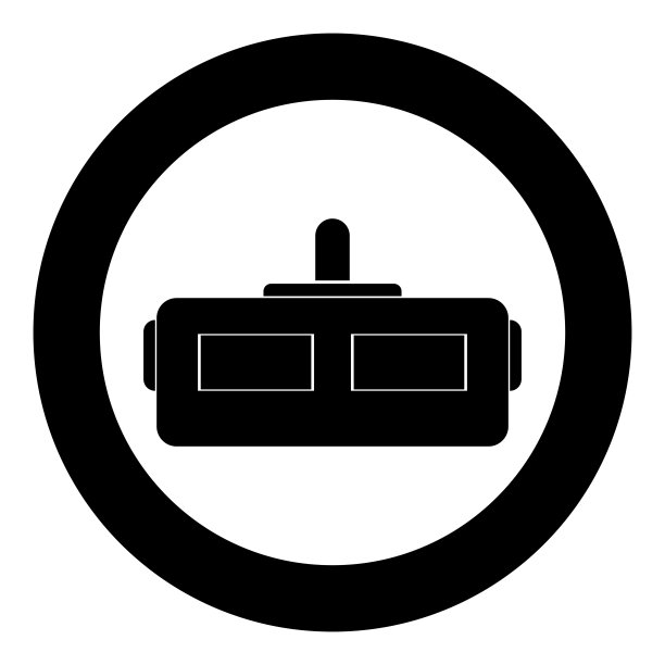 圆形或圆形中的黑色虚拟现实头盔图标图片下载