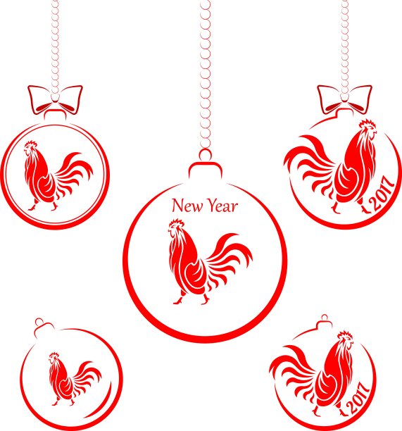 集。红色的圣诞球图片下载