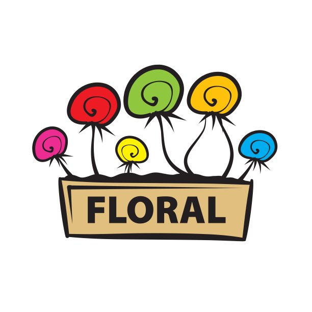 矢量标志多色花在一个锅图片下载