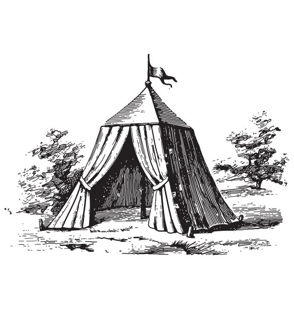 仿古风格的军用帐篷雕刻图片下载