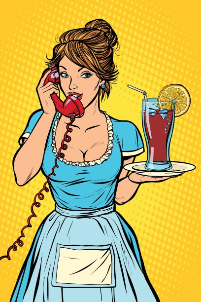 柠檬可乐。酒店服务。女服务员图片下载