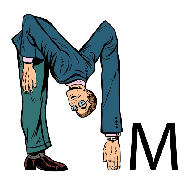 字母M em.商业人士剪影字母表图片下载