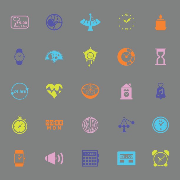 设计时的颜色图标在灰色背景上图片下载