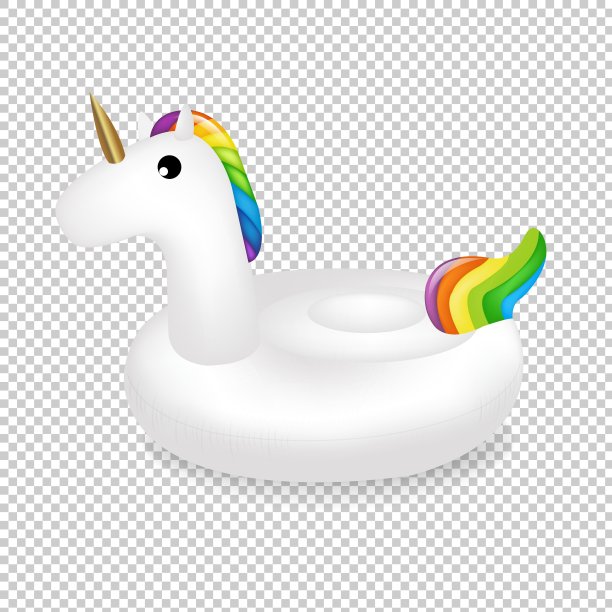 独角兽游泳池透明背景环图片下载