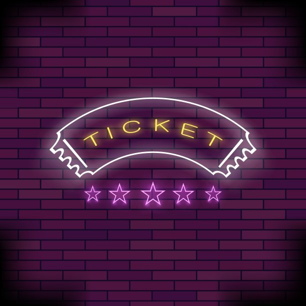 电影院灯光霓虹灯。彩色的招牌。明亮的街道横幅。图片下载