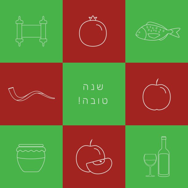 新年贺年节平面设计白色细线图标集图片下载