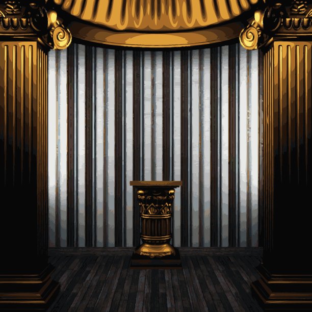 向量青铜柱，基座和瓦墙图片下载