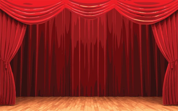 矢量红丝绒幕布开幕场景图片下载