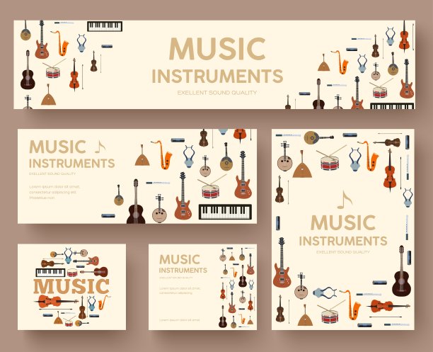 节日音乐乐器圈信息图模板概念。矢量平面与长阴影插图背景。图标设计为您的产品或web和移动应用程序。图片下载