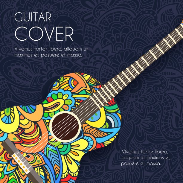 抽象的吉他复古音乐背景上的点缀。矢量插图概念设计图片下载