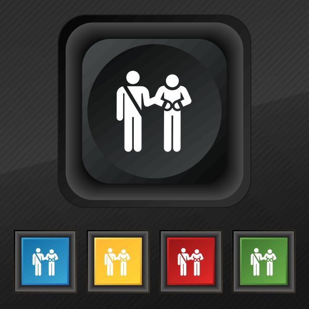 彩色图标和标志的形式的按钮或符号为您的设计。向量图片下载