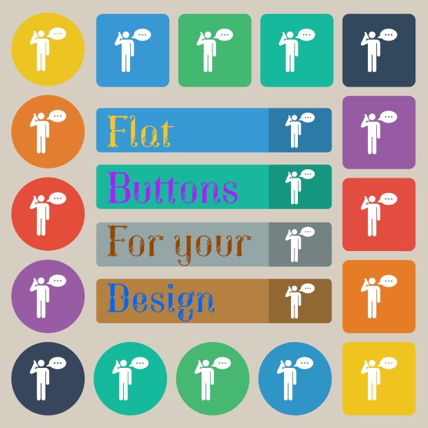 彩色图标和标志的形式的按钮或符号为您的设计。向量图片下载