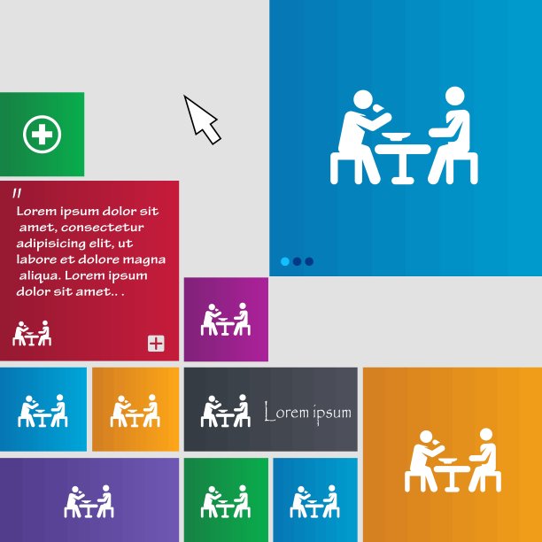 彩色图标和标志的形式的按钮或符号为您的设计。向量图片下载