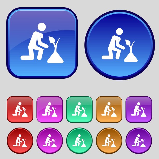 彩色图标和标志的形式的按钮或符号为您的设计。向量图片下载