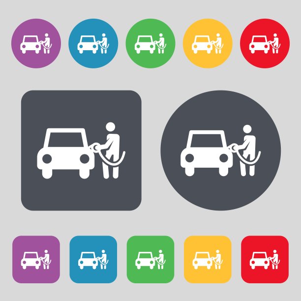 彩色图标和标志的形式的按钮或符号为您的设计。向量图片下载