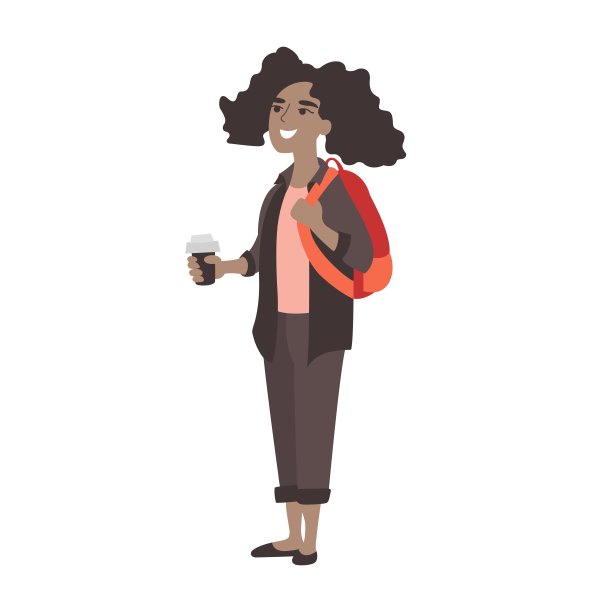 年轻的女孩高中学生在休息。非裔美国大学生喝咖啡。新学校或大学的第一天。小女孩在课间玩图片下载