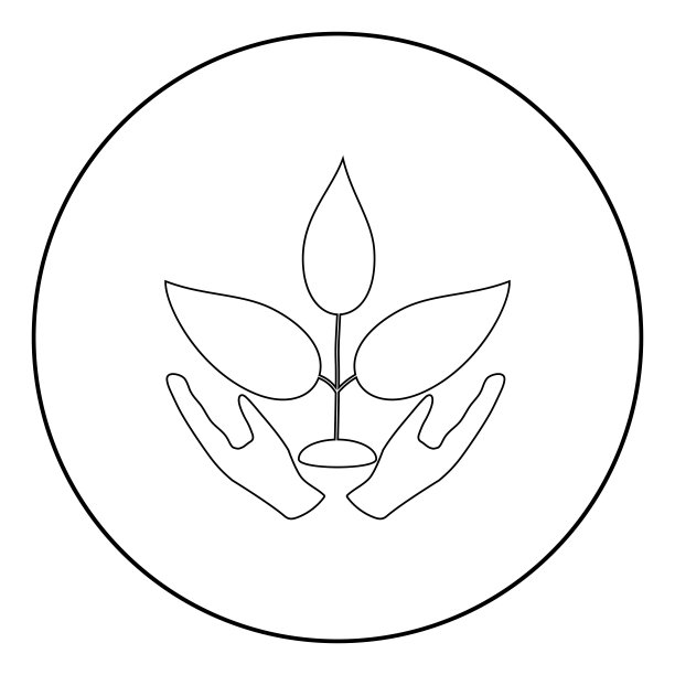 圆形或环绕的黑色植物和手部图标图片下载
