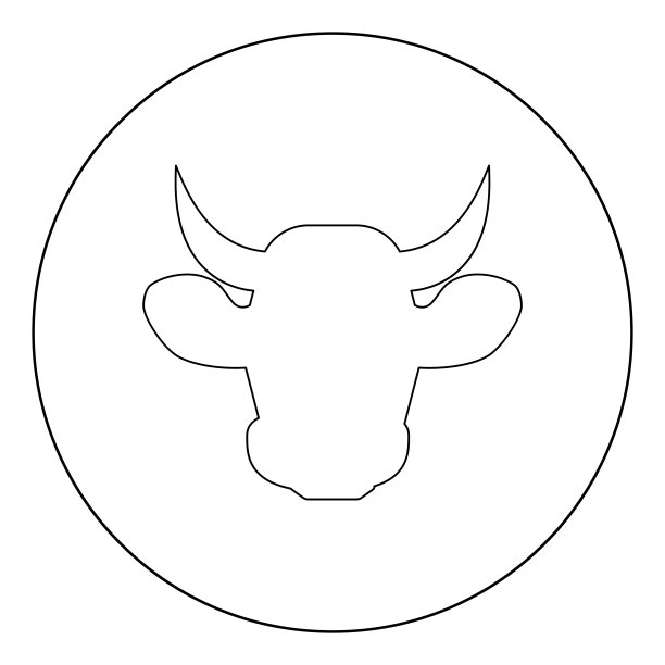 圆形黑色牛头图标图片下载
