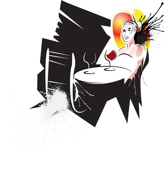 坐着的女人与一杯酒的素描图片下载
