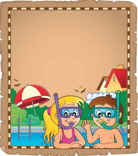 儿童浮潜潜水员羊皮纸图片下载