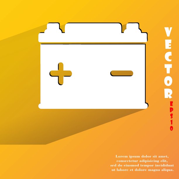 汽车电池。平坦的现代网页按钮与长阴影和空间的文本图片下载