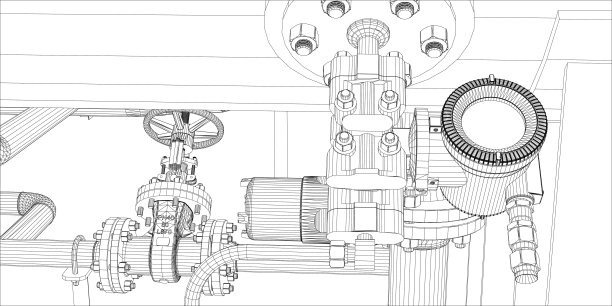 白色背景上的线框工业设备图片下载