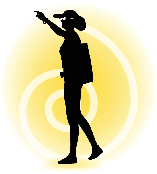 女游客用手提包和太阳镜剪影图片下载