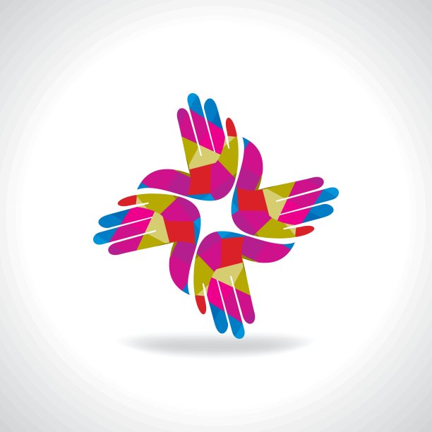 创意多彩的手商业图标图片下载