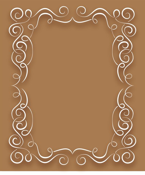 向量白色框架与卷曲在一个棕色的背景图片下载