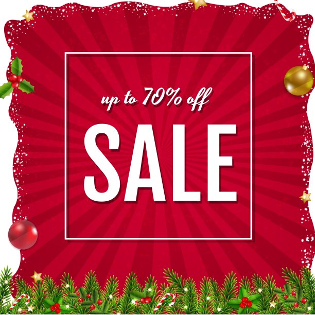 有圣诞边框的圣诞促销海报图片下载