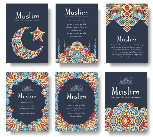 一套土耳其传单页装饰插图概念。艺术传统，伊斯兰，阿拉伯，抽象，奥斯曼帝国的主题，元素。矢量装饰民族贺卡或邀请设计背景。图片下载
