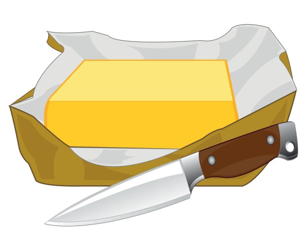 矢量插图的一块黄油和刀图片下载