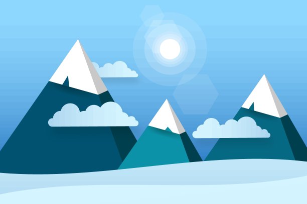 三纸山在白云晴天向量图片下载