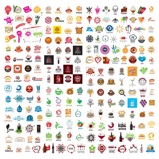 最大的矢量标志设计食品和饮料的集合图片下载