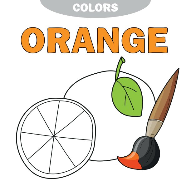 卡通橙色着色书。儿童矢量插图图片下载