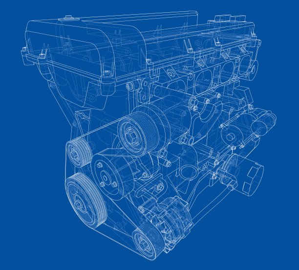 引擎草图。三维矢量渲染图片下载