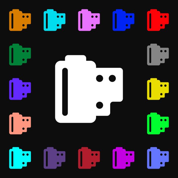 35毫米底片图标标志。为你的设计添加了很多色彩丰富的符号。向量图片下载