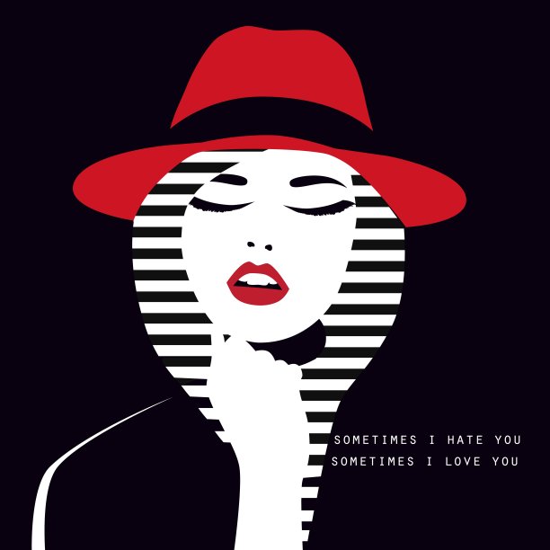 风格化的性感女人与小屋图片下载