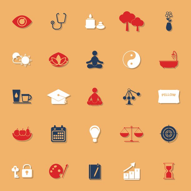 冥想经典颜色图标与阴影图片下载