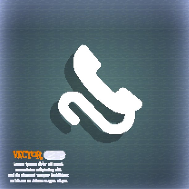 复古电话听筒图标符号上的蓝绿色抽象背景与阴影和空间为您的文本。向量图片下载