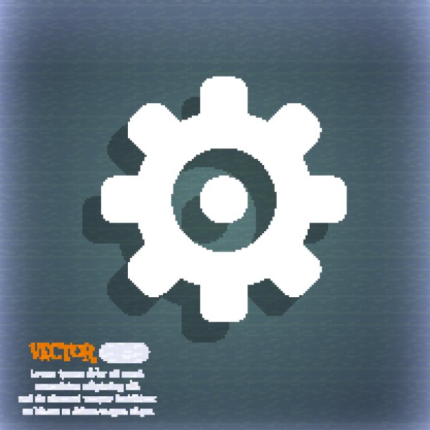 齿轮设置，齿轮机构图标符号上的蓝绿色抽象背景与阴影和文字空间。向量图片下载