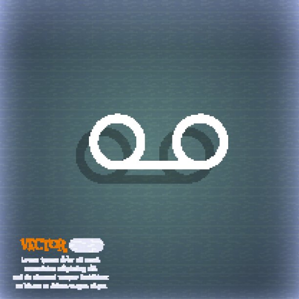 磁带图标符号上的蓝绿色抽象背景与阴影和空间的文本。向量图片下载