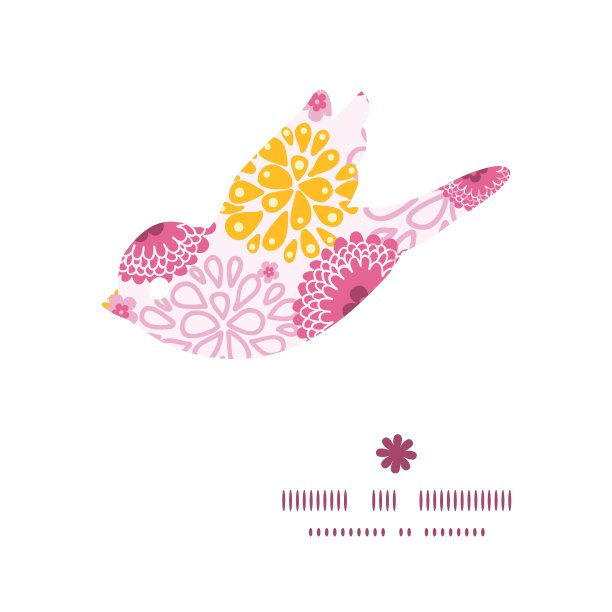 向量粉田花鸟剪影图案框架图片下载