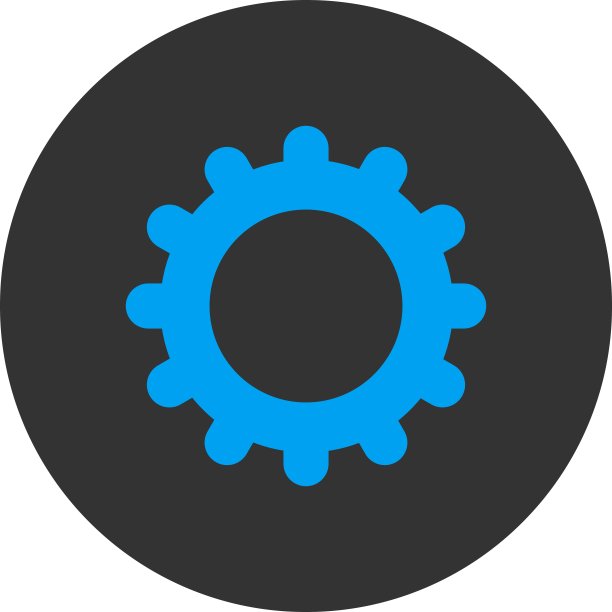 齿轮平蓝色和灰色圆形按钮图片下载