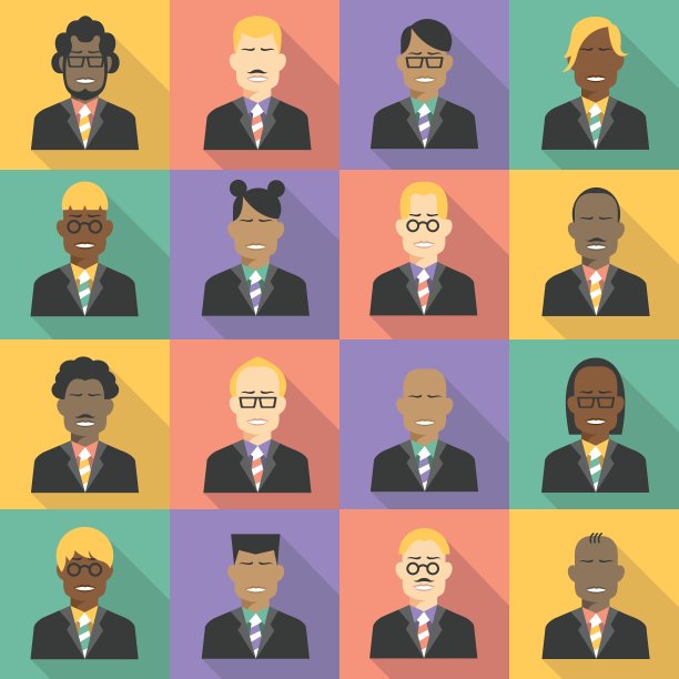 阿凡达商业团队图标设置在平面风格图片下载